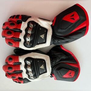 Dainese 4 Stroke Long Motorcycle Gloves, White/Red/Black, XS